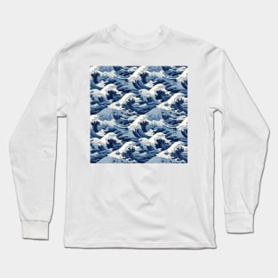 Ephemeral Crests: Hokusai Waves Reimagined Long Sleeve T-Shirt